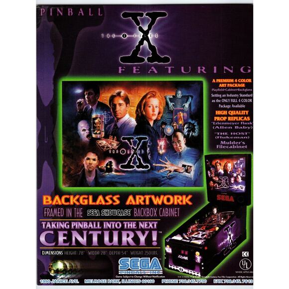 1997 Sega X-Files Pinball Flyer Vintage Arcade Game Promo - Picture 1 of 2